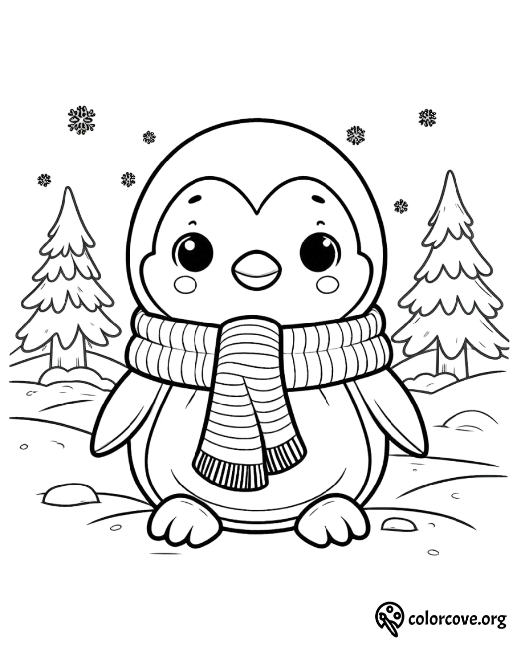 a coloring page of a penguin