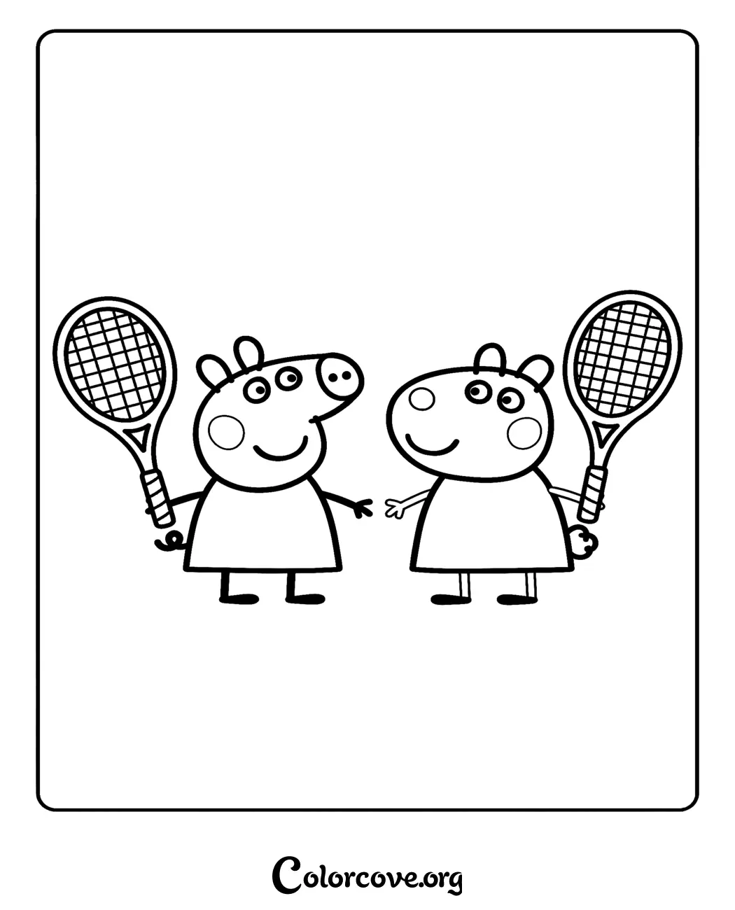 Bring some sporty fun to your coloring activities with this adorable Peppa Pig and friend tennis coloring page. Download and print this free activity sheet in seconds for endless creative play.