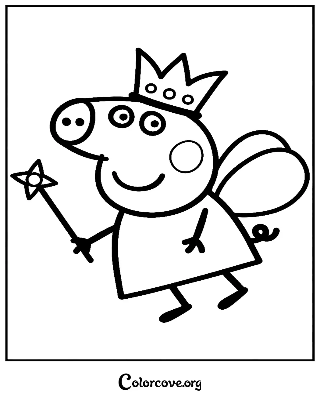Spark your child's creativity with this fun Fairy Princess Peppa Pig coloring page. Download and print this magical Peppa scene instantly for hours of coloring entertainment.