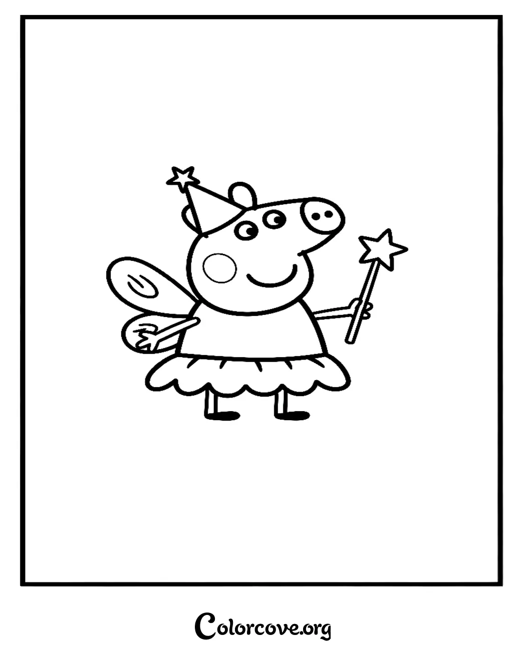 Bring magic to your coloring time with this fun Fairy Peppa Pig coloring page. Easily print this adorable activity sheet for your little ones to enjoy in seconds.