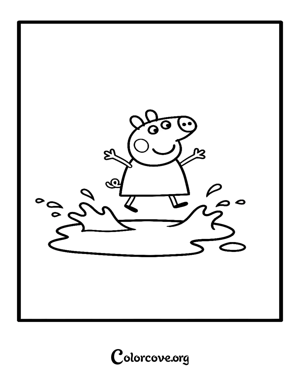 Bring fun to your day with this free Peppa Pig jumping in a muddy puddle coloring page. Download and print this high-quality coloring sheet in seconds for endless creative play.