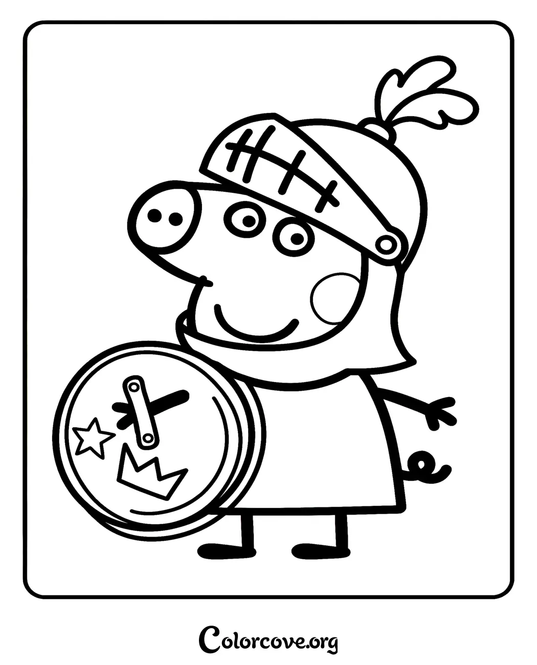 Bring out your child's creativity with this fun Knight Peppa Pig coloring page. Print this free, high-quality activity sheet in seconds for endless artistic fun!