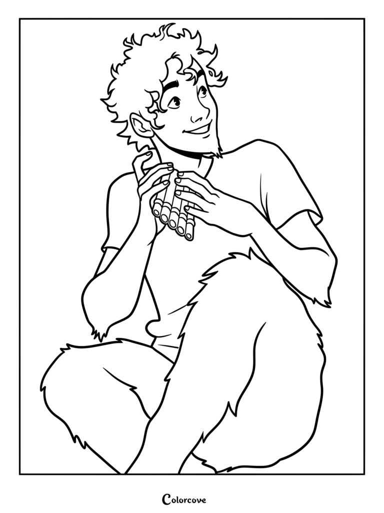 Grover Underwood holding pan pipes in this printable coloring page