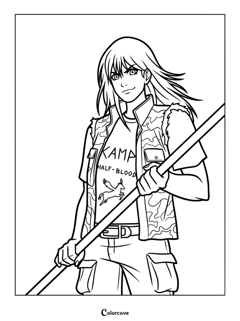 Clarisse La Rue holding a spear coloring page