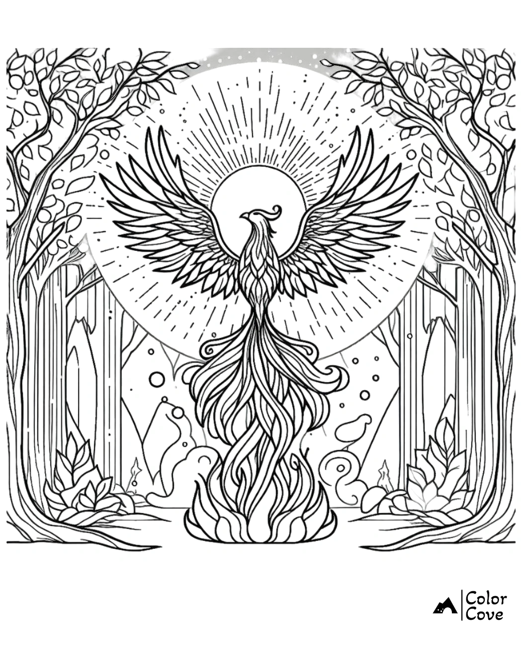 a drawing of a phoenix