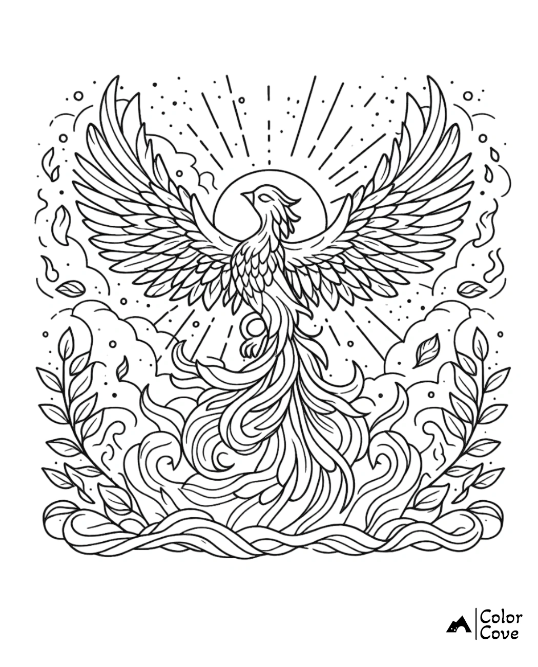 a drawing of a bird with wings spread out