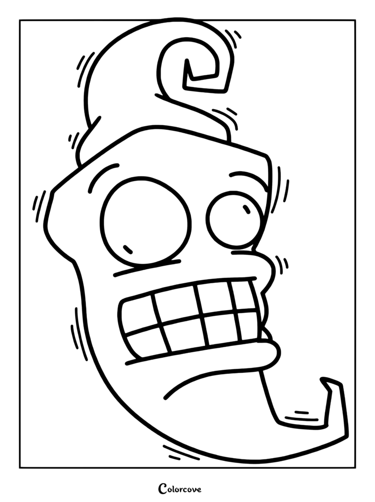A printable coloring page featuring the Smallapeno character from Plants Vs Zombies with a wide, intense grin.