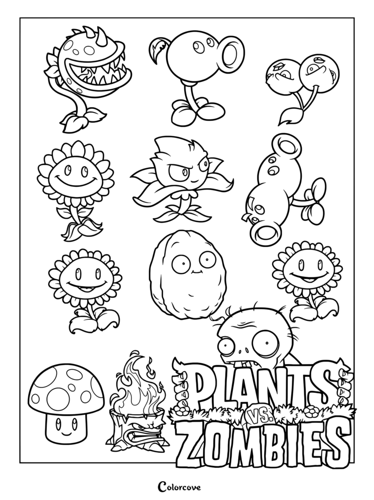 Iconic Plants Vs. Zombies characters gathered together in one scene.