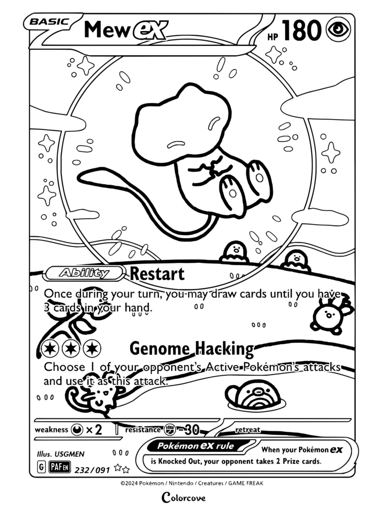 Coloriage de carte Mew ex Pokémon de Écarlate et Violet—151, 2023