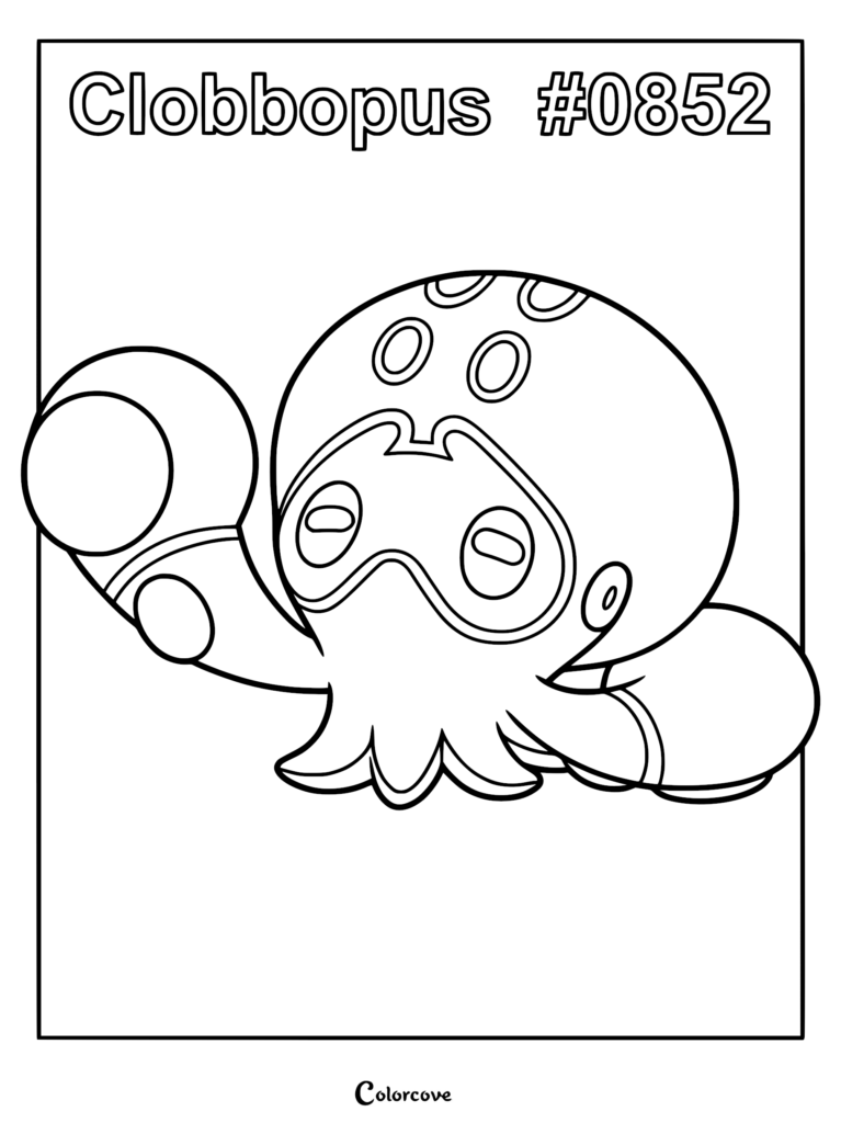 Clobbopus #0852, printable coloring page illustration.