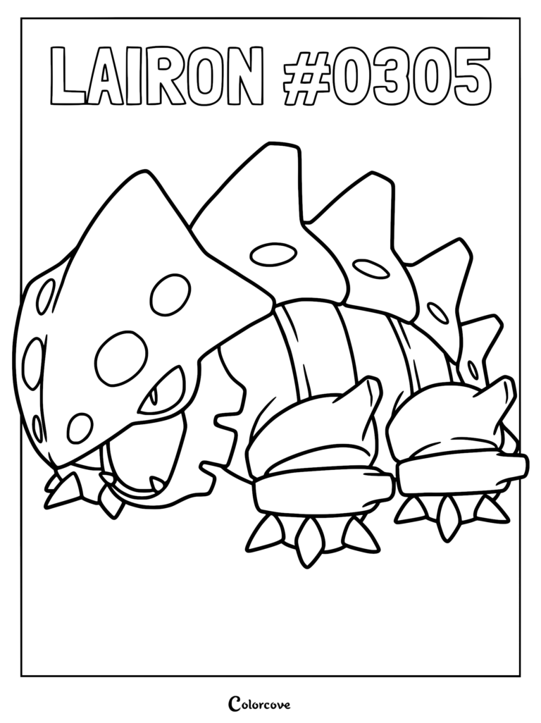 Lairon #0305 standing in a defensive stance on this printable coloring page