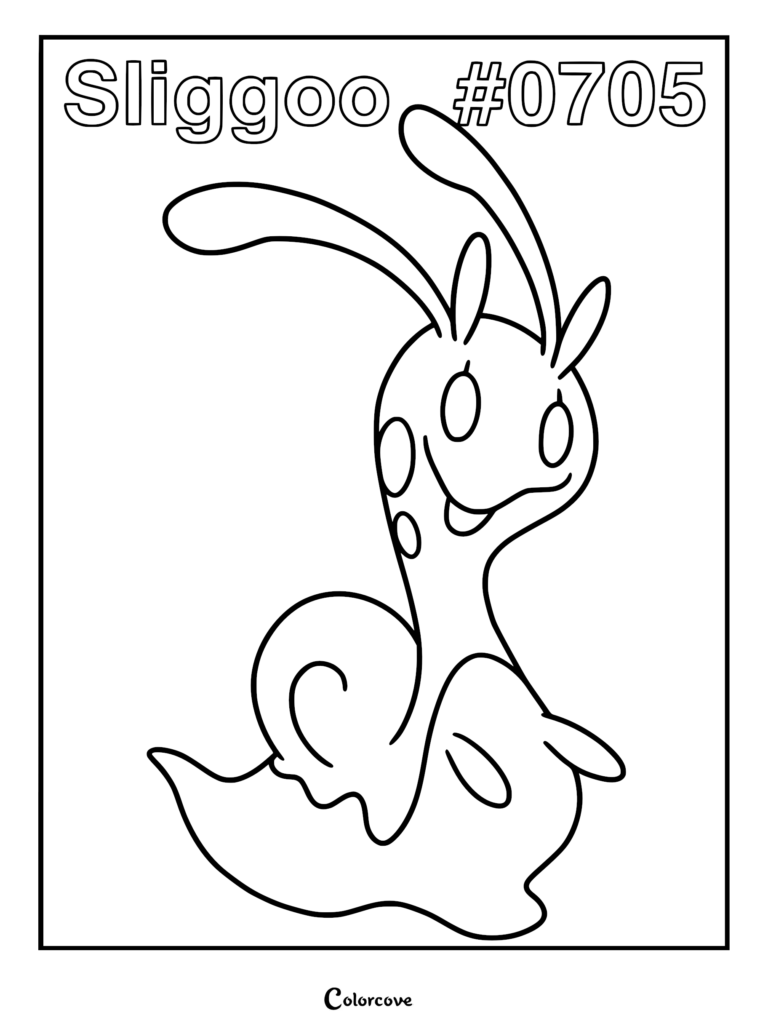 Un coloriage à imprimer du Pokémon de la région de Kalos Colimucus, avec ses longues antennes caractéristiques et sa coquille en forme d'escargot.