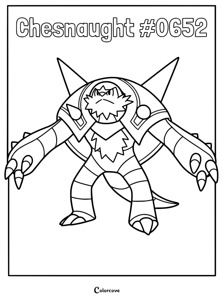 Blindépique de Kalos en position défensive, présenté sur un coloriage à imprimer aux contours nets.