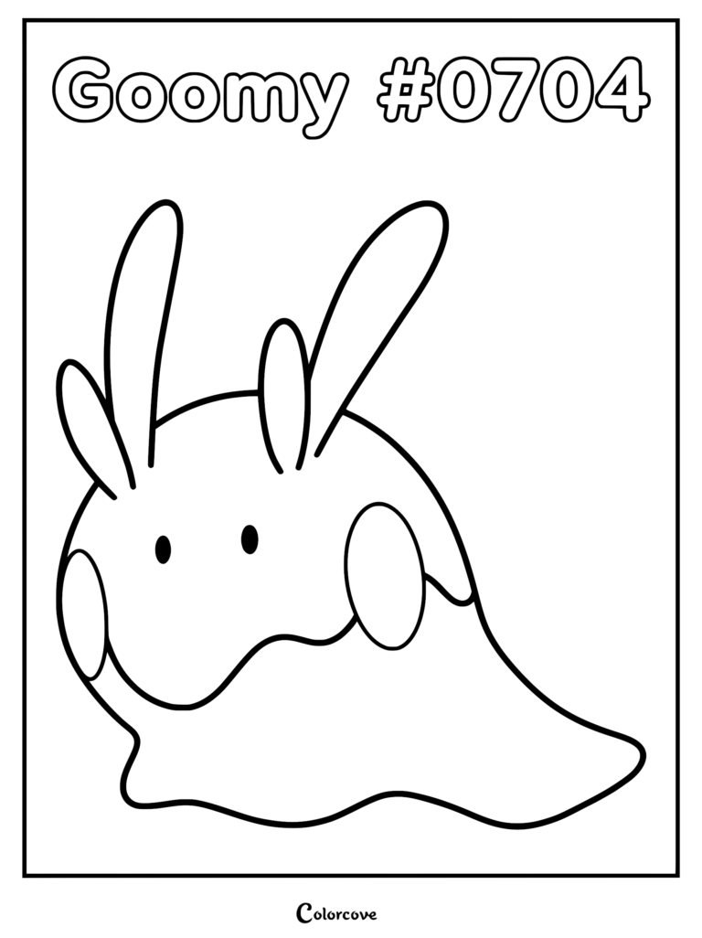 Un coloriage simple en noir et blanc du Pokémon de Kalos Mucuscule, avec ses antennes caractéristiques et ses marques ovales sur les joues.