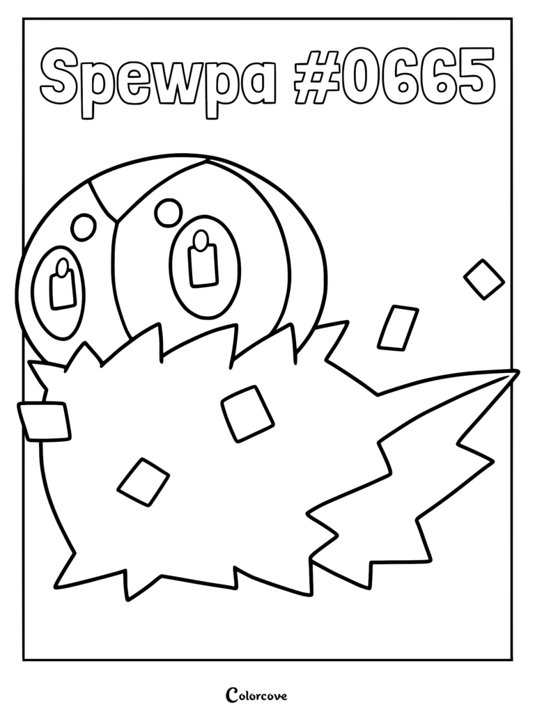 Un coloriage à imprimer mettant en vedette le Pokémon Kalos Pérégrain avec sa fourrure hérissée et ses yeux circulaires.