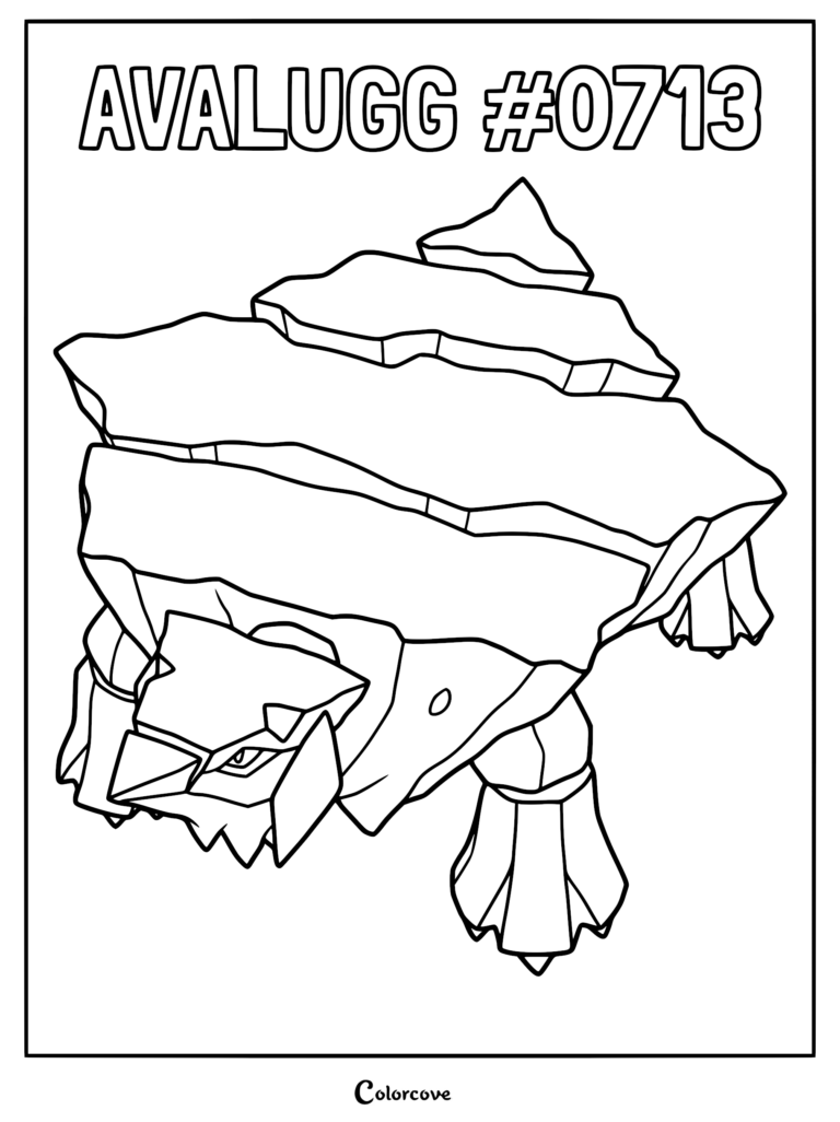 Coloriage de Séracrawl de Pokémon Kalos représentant cette créature massive en forme d'iceberg avec son dos plat et glacé et ses pattes robustes.