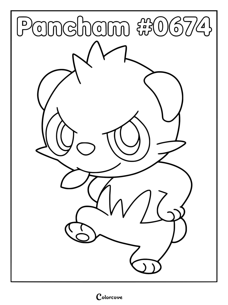 Pandespiègle de Pokémon Kalos avec une expression malicieuse et la langue tirée, dans un coloriage à imprimer.