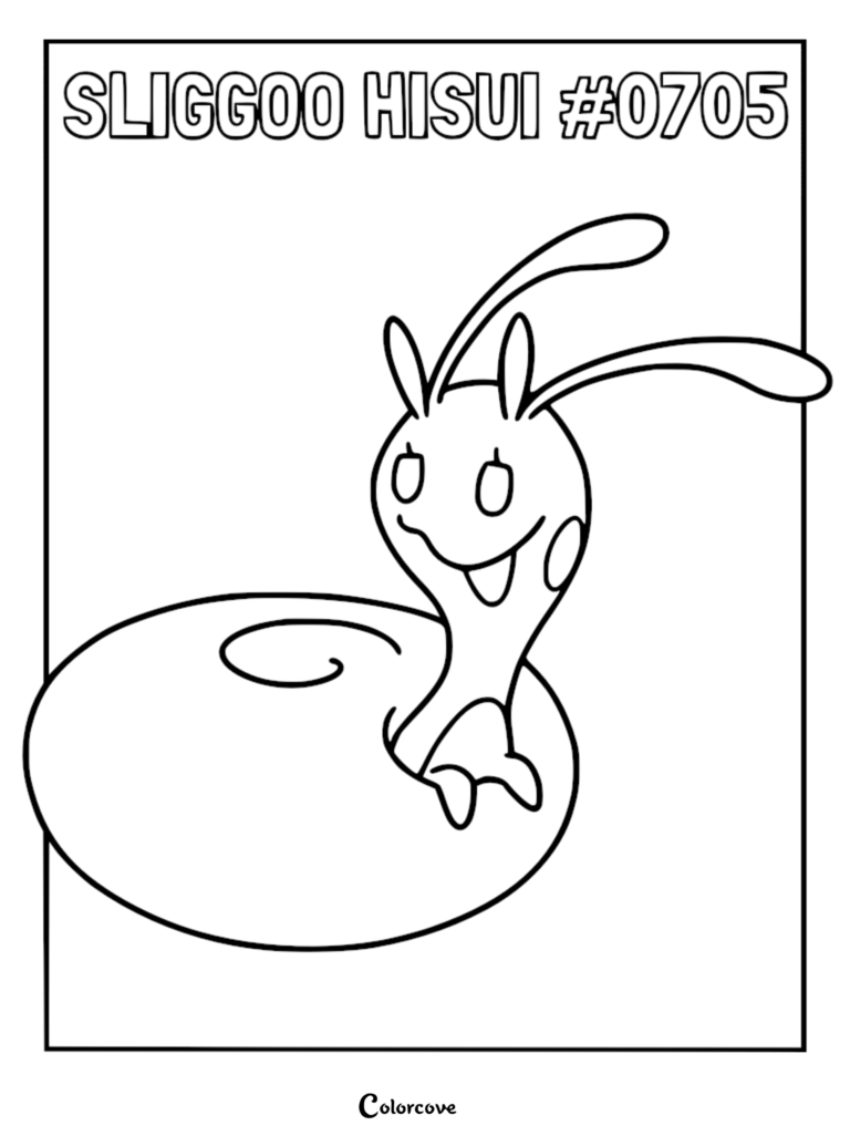 Un coloriage à imprimer de Colimucus de Hisui avec sa coquille distincte et ses longues antennes, souligné par des lignes noires nettes.