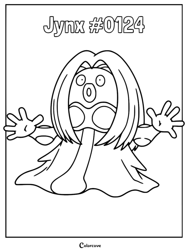 Jynx #0124 standing with arms outstretched in this printable coloring page.