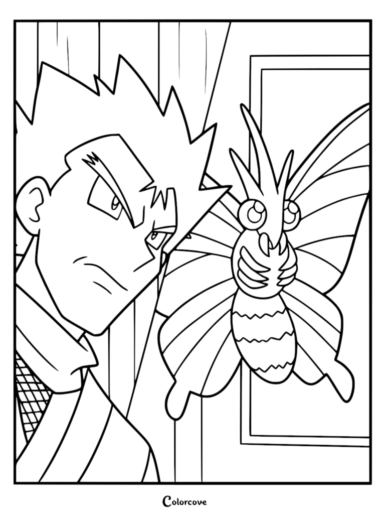 Koga uses a Venomoth in a portrait in this printable coloring page.