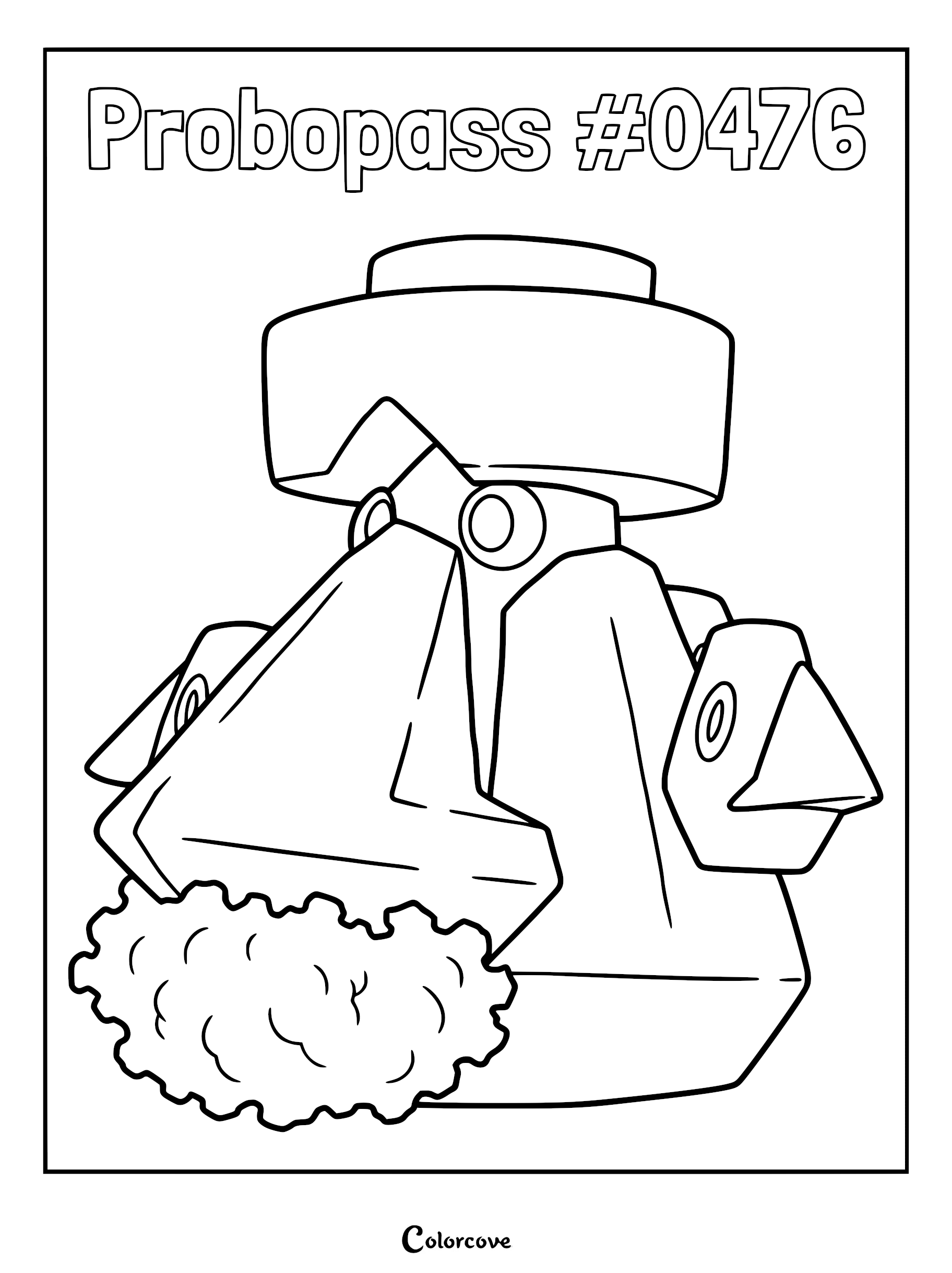 Probopass #0476 with its signature mustache and hat in a detailed line art coloring page.
