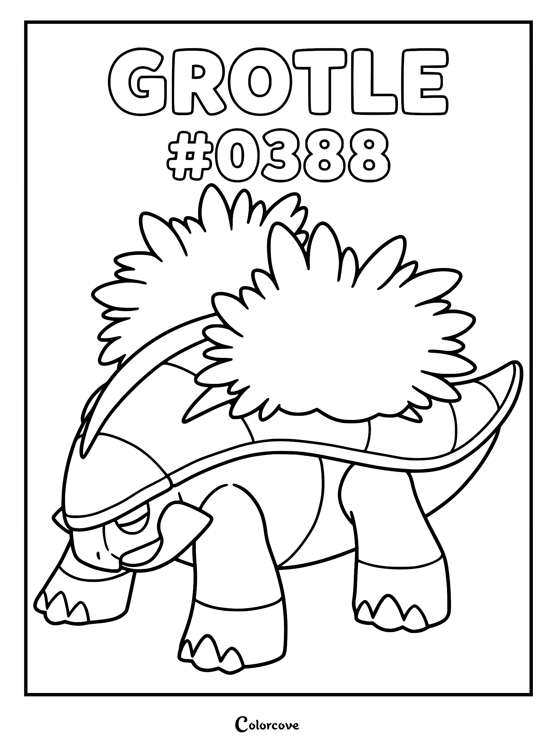 Grotle #0388 standing in a side profile view on a printable coloring page