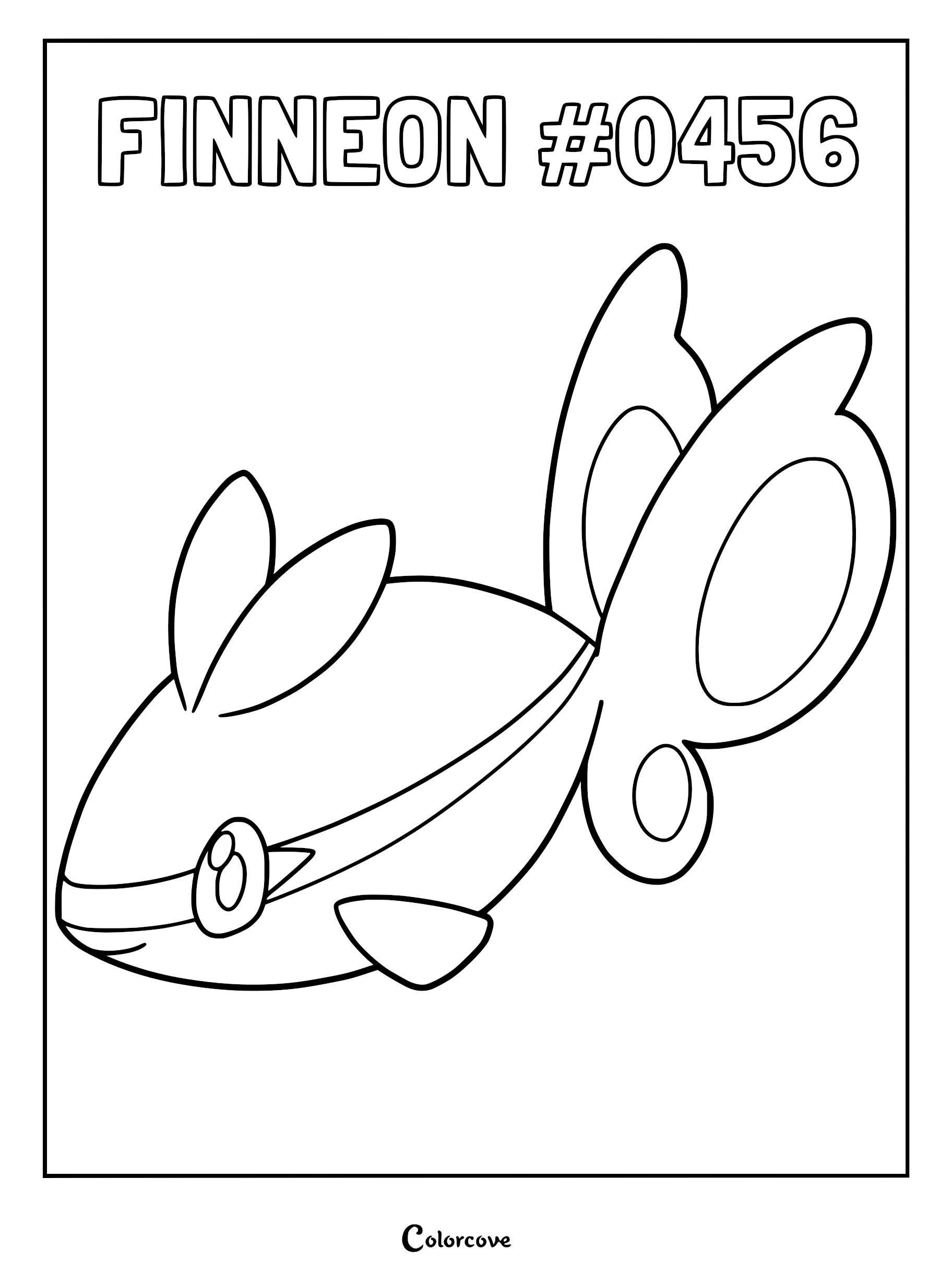 Finneon #0456 Pokemon Sinnoh coloring page featuring the butterfly-finned fish swimming