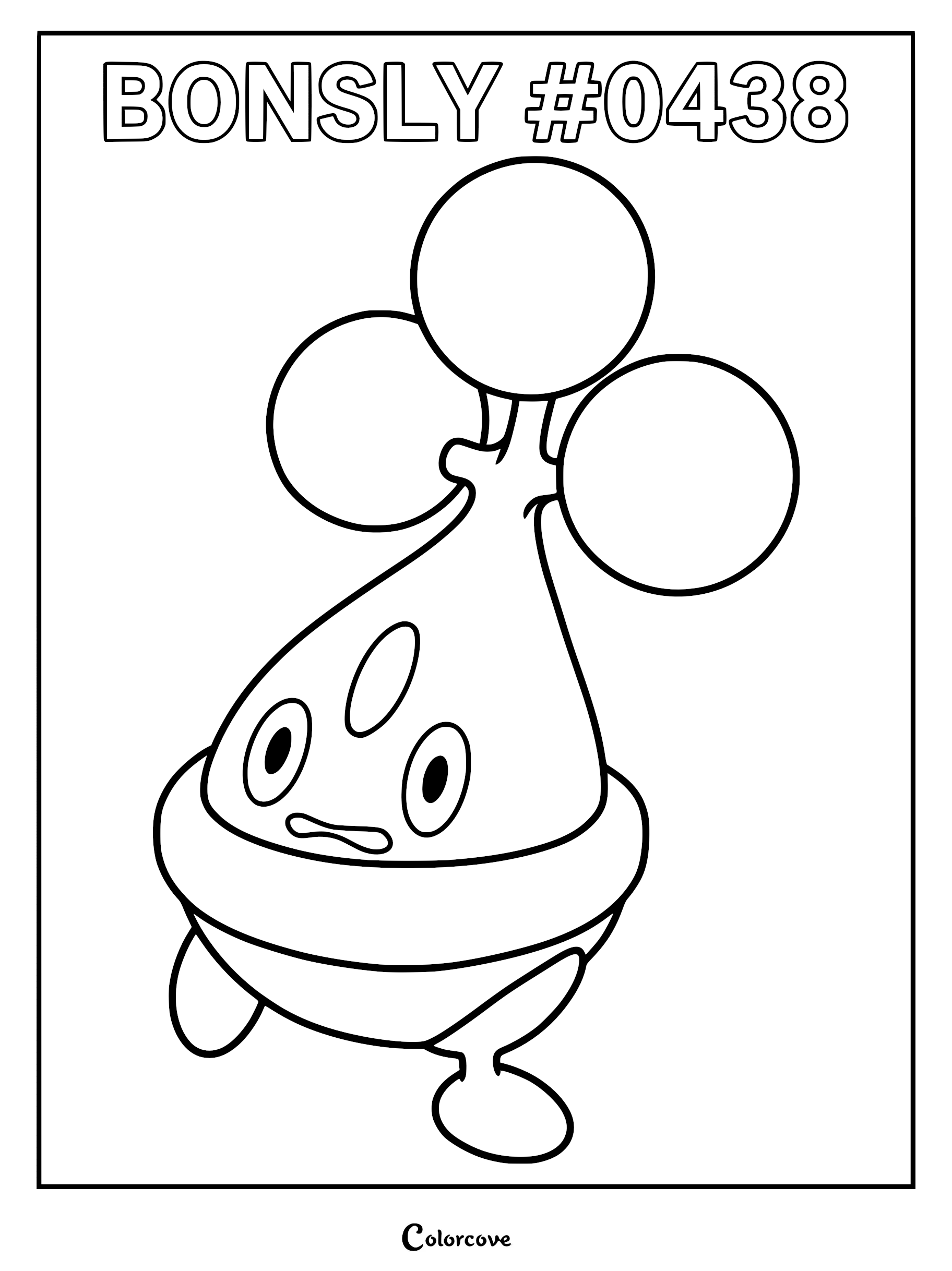 Bonsly #0438 standing in a simple pose on this printable coloring page