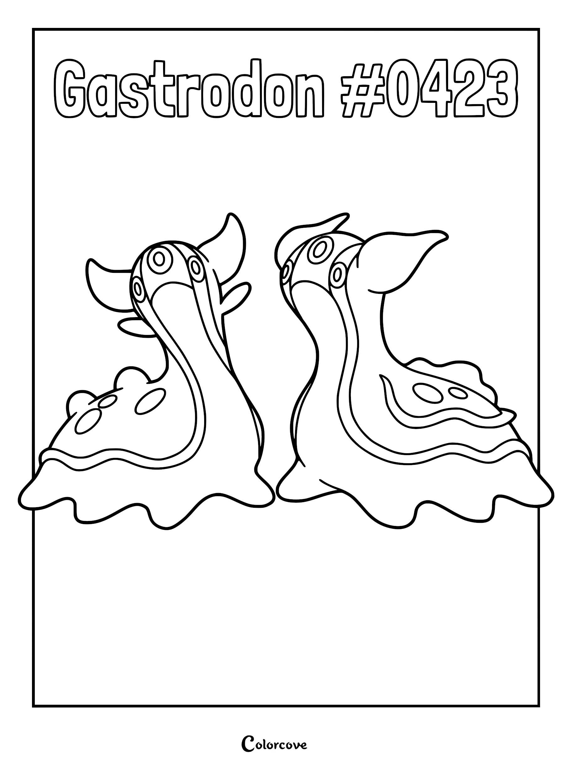 Two Gastrodon side by side in this printable coloring page featuring the Sinnoh Pokemon