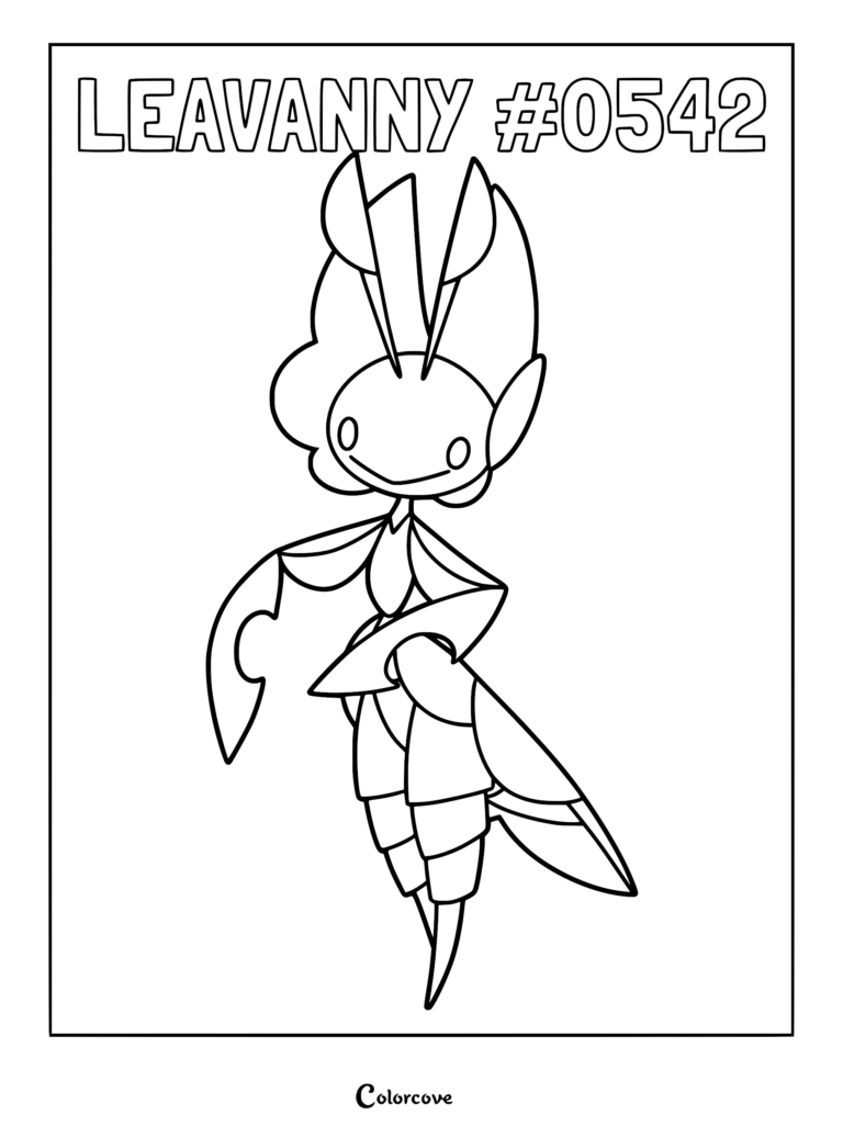 Leavanny #0542 standing in a simple pose for a printable coloring page.