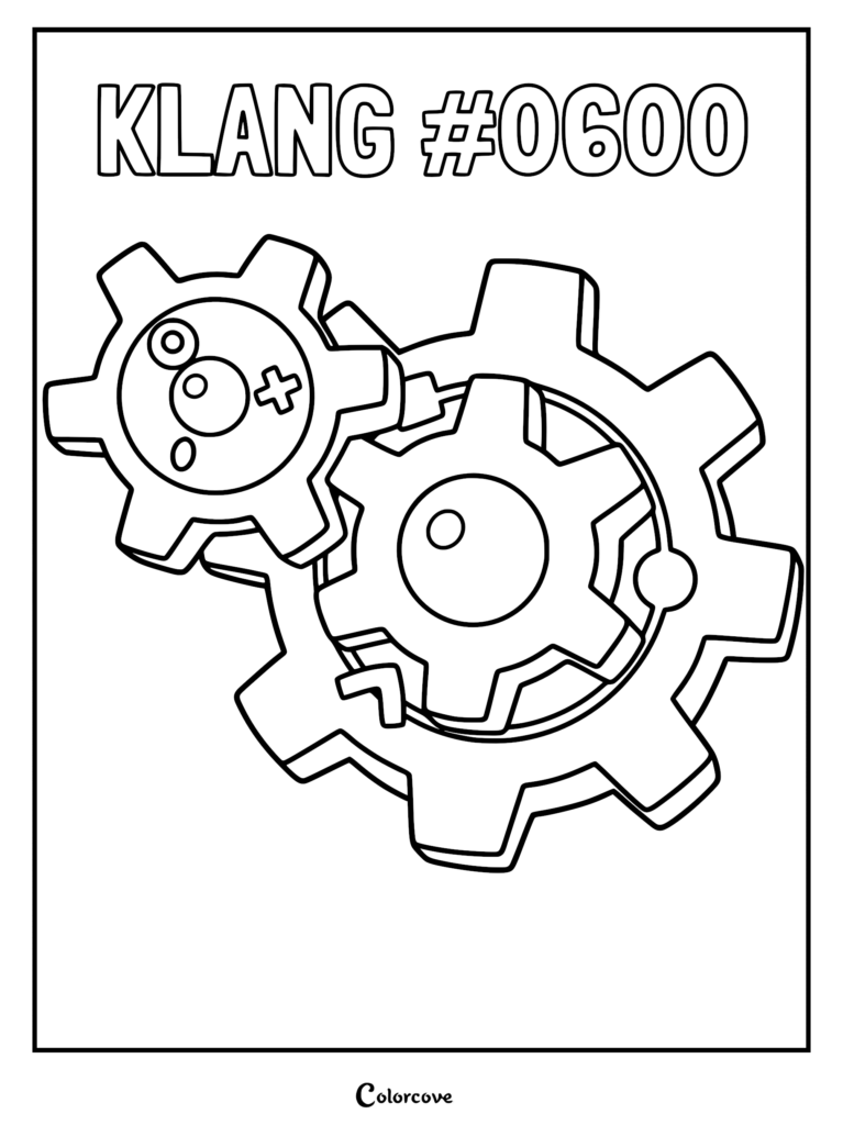 A printable coloring page featuring the Unova Pokemon Klang