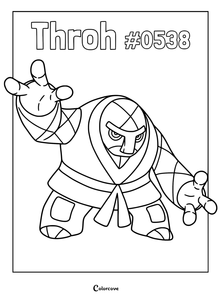 Throh #0538 in a martial arts stance for a printable coloring page.