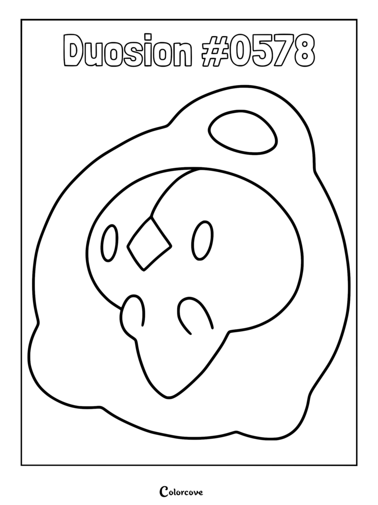 Duosion Pokemon line art coloring page featuring the Unova region creature inside its gelatinous membrane.