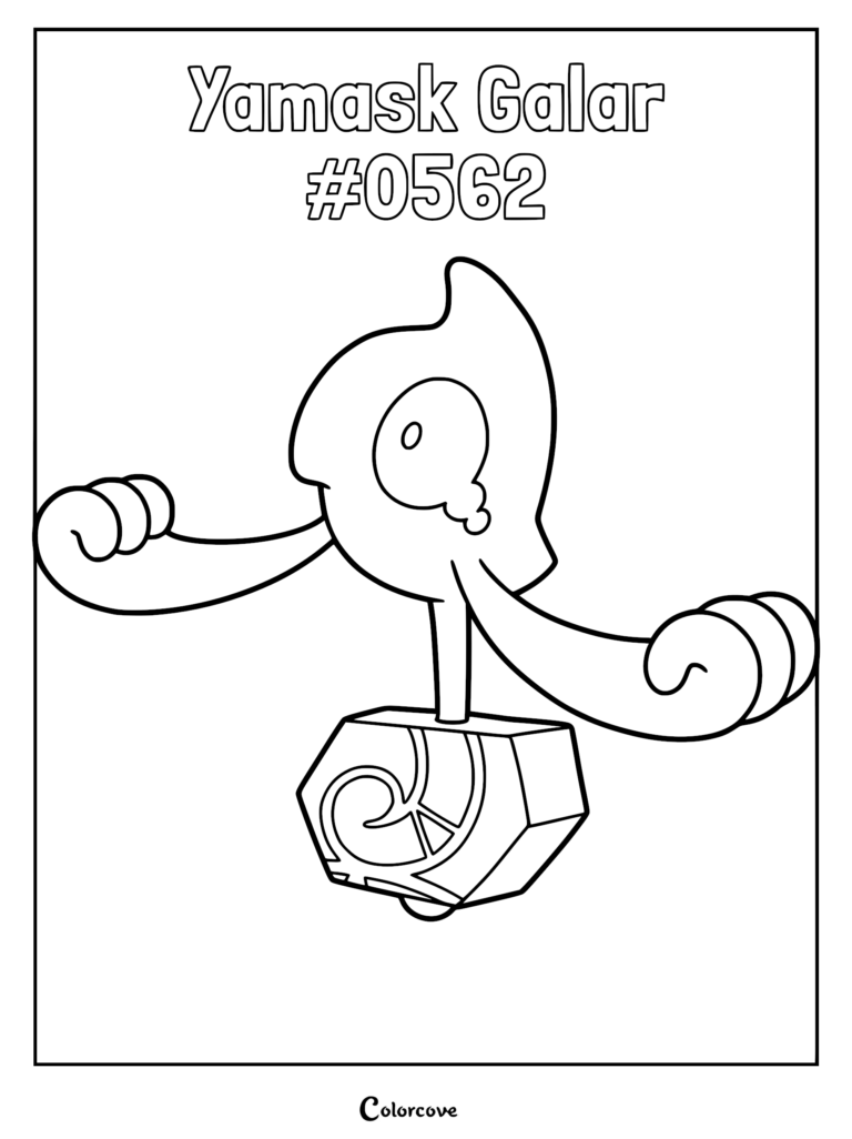 Galarian Yamask holding a stone tablet in this printable coloring page