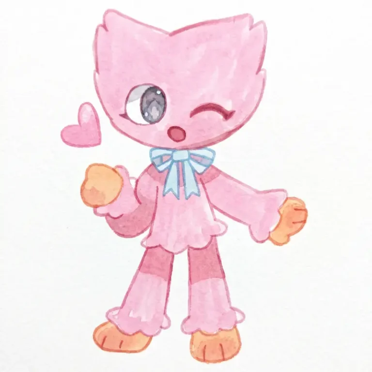 A cute Kissy Missy coloring page featuring a pastel style