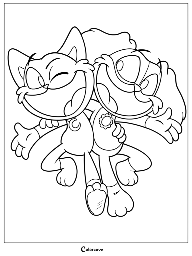 CatNap and DogDay from the Smiling Critters series of Poppy Playtime coloring page