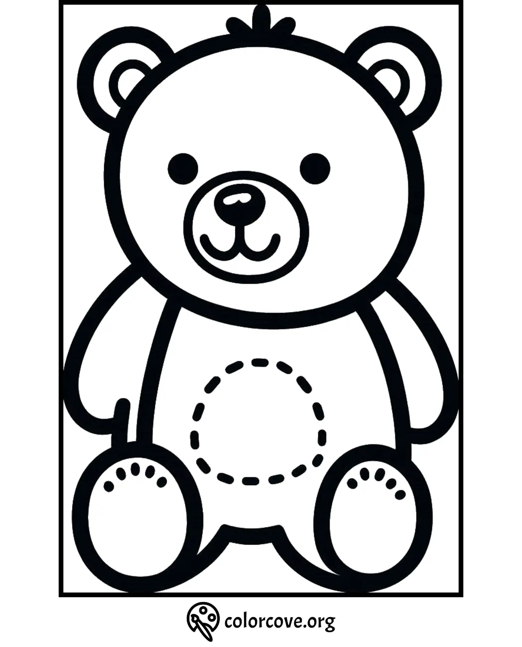 Teddy bear coloring page for kids to enjoy and color. Printable cute bear drawing outline from colorcove.org.