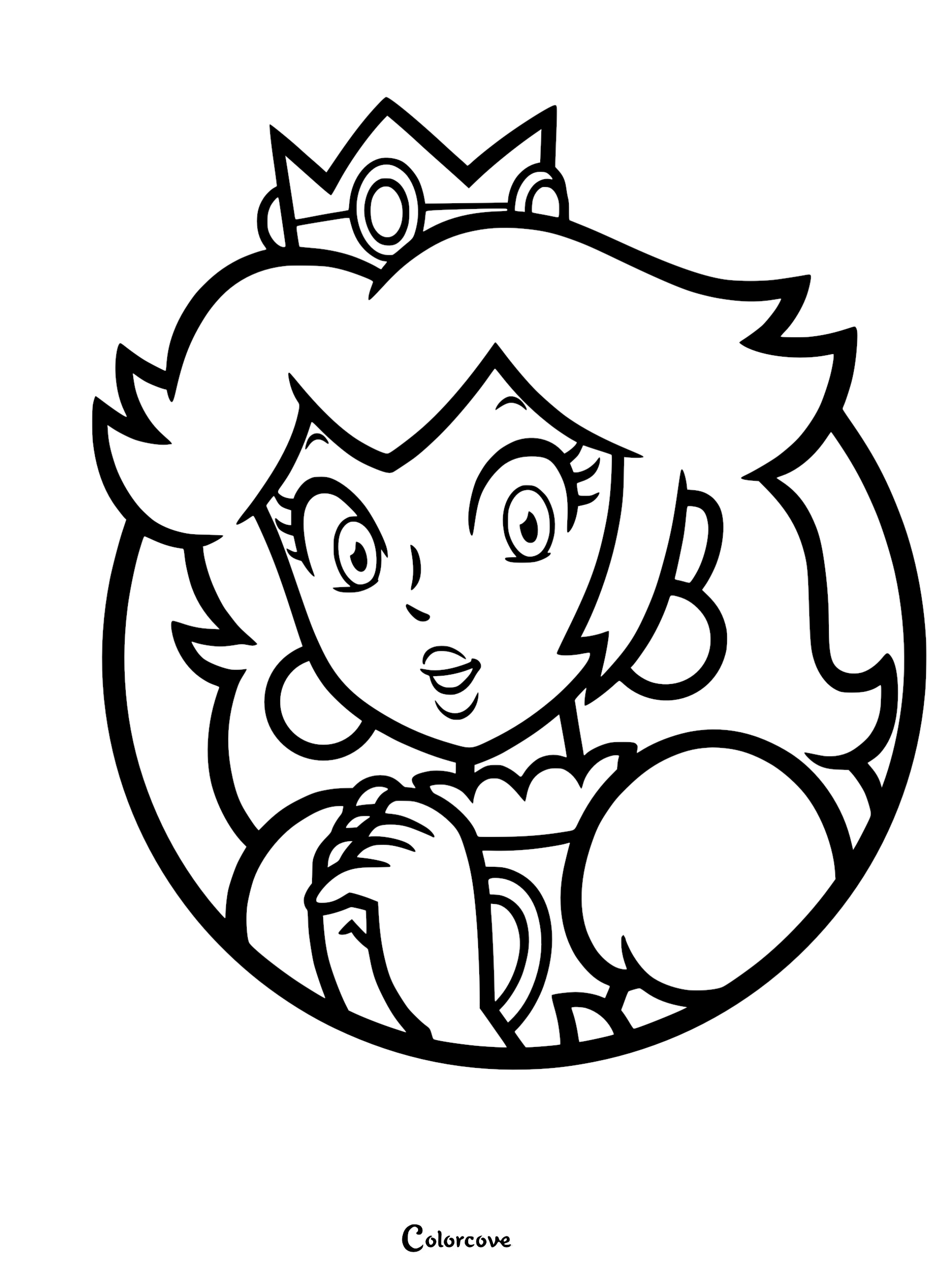 Bring the Mushroom Kingdom to life with this beautiful Princess Peach portrait coloring page. This high-quality, free printable is a perfect activity for Super Mario fans to enjoy at home or in the classroom.