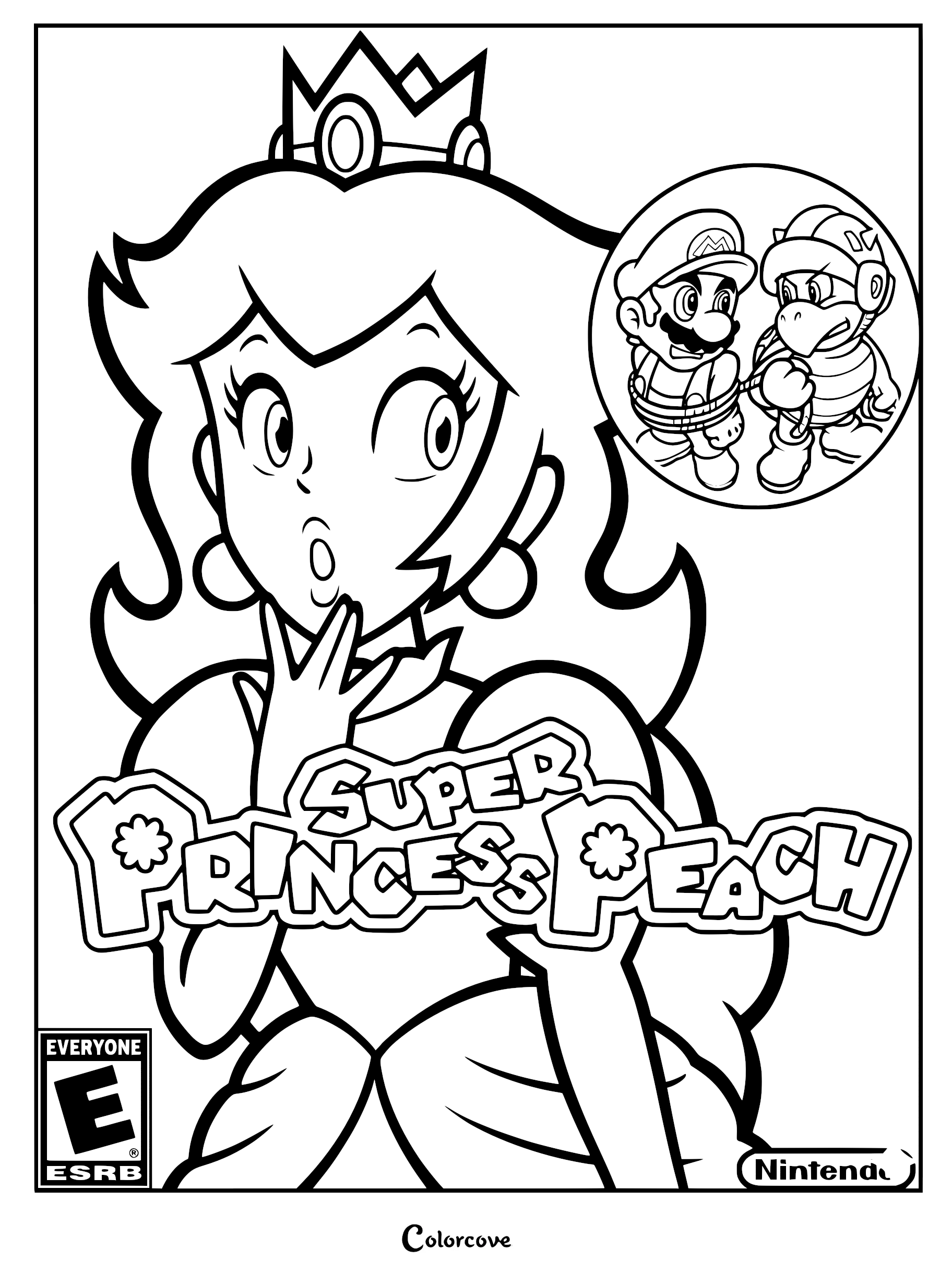 Join the adventure with this free Super Princess Peach coloring page, featuring the Mushroom Kingdom's heroine on a mission to rescue Mario. Perfect for fans of Nintendo video games, this printable sheet is easy to download and color at home.