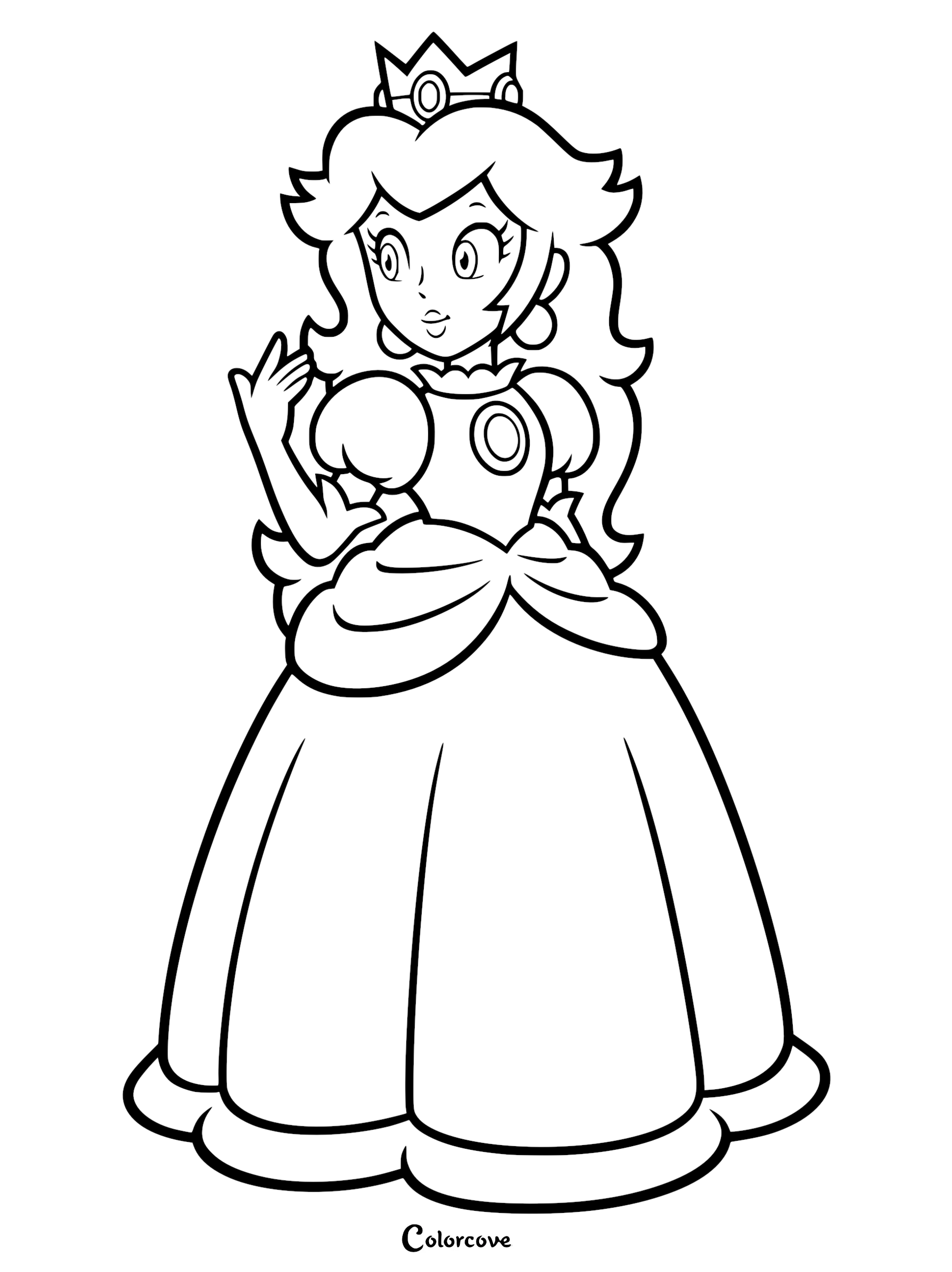 Bring the Mushroom Kingdom to life with this free, printable Princess Peach coloring page perfect for kids and Super Mario fans. Simply download or print this high-quality line art to start your royal coloring adventure today.
