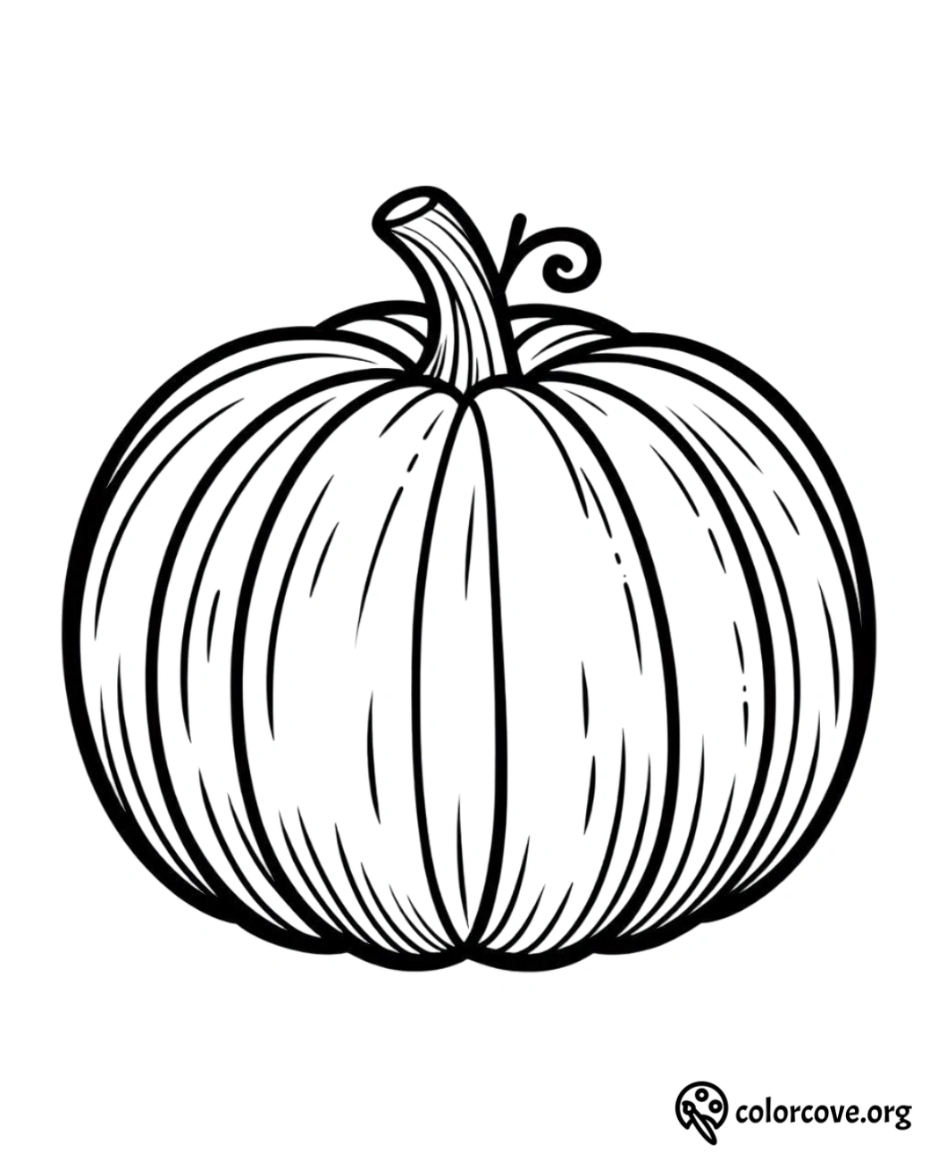 Pumpkin coloring page for kids and adults. Free printable pumpkin outline for Fall, Halloween, and Thanksgiving activities.