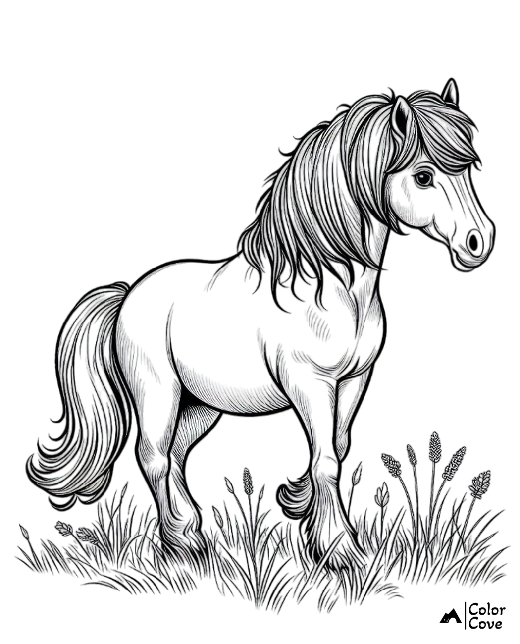 Cowboy riding a horse coloring page, perfect for kids who love horses and outdoor adventure.