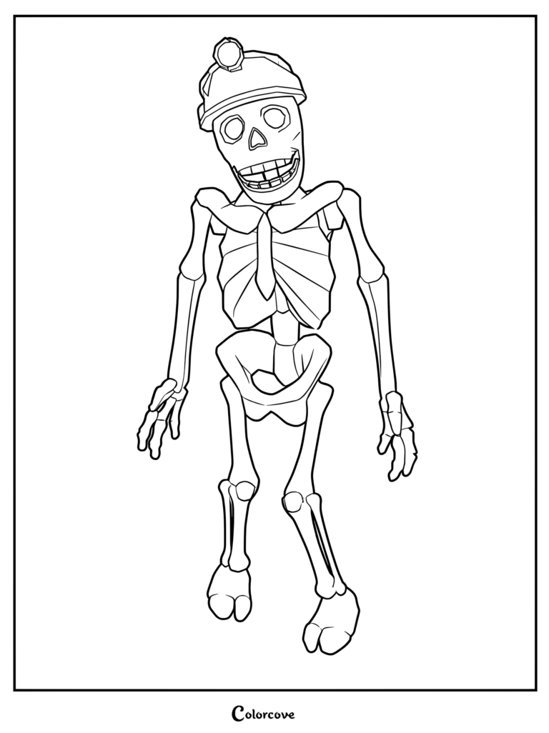 Bob from Roblox Doors wearing a miner helmet in a printable coloring page format.