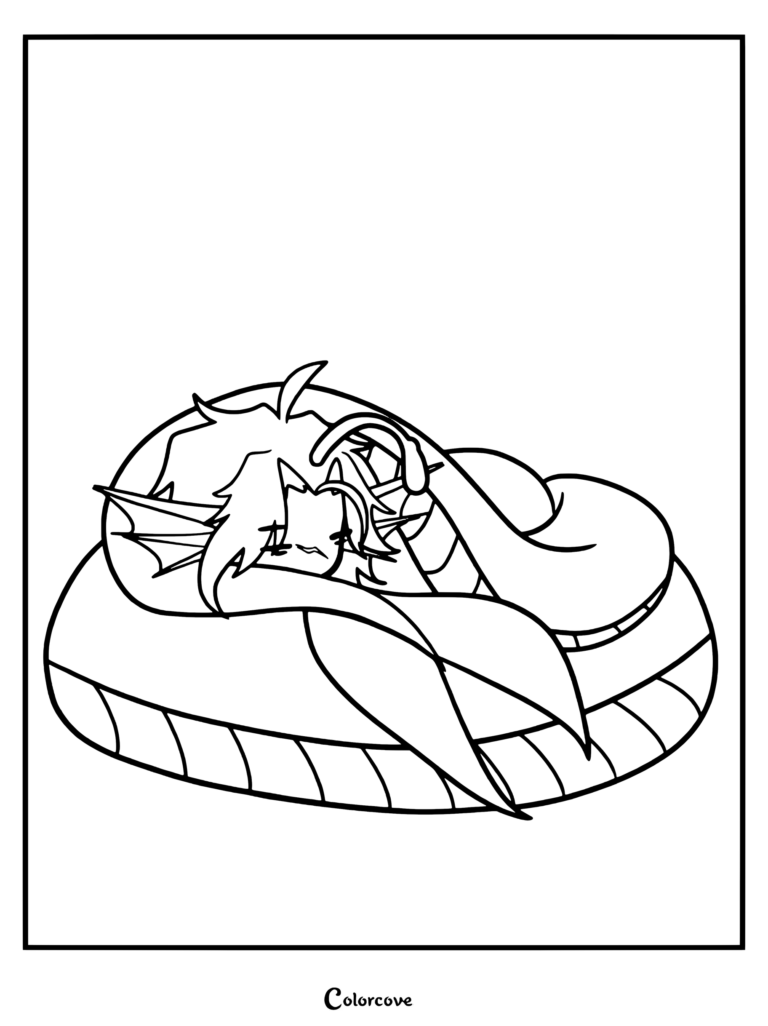 Sebastian Solace recroquevillé et dormant comme coloriage à imprimer de Roblox Pressure.