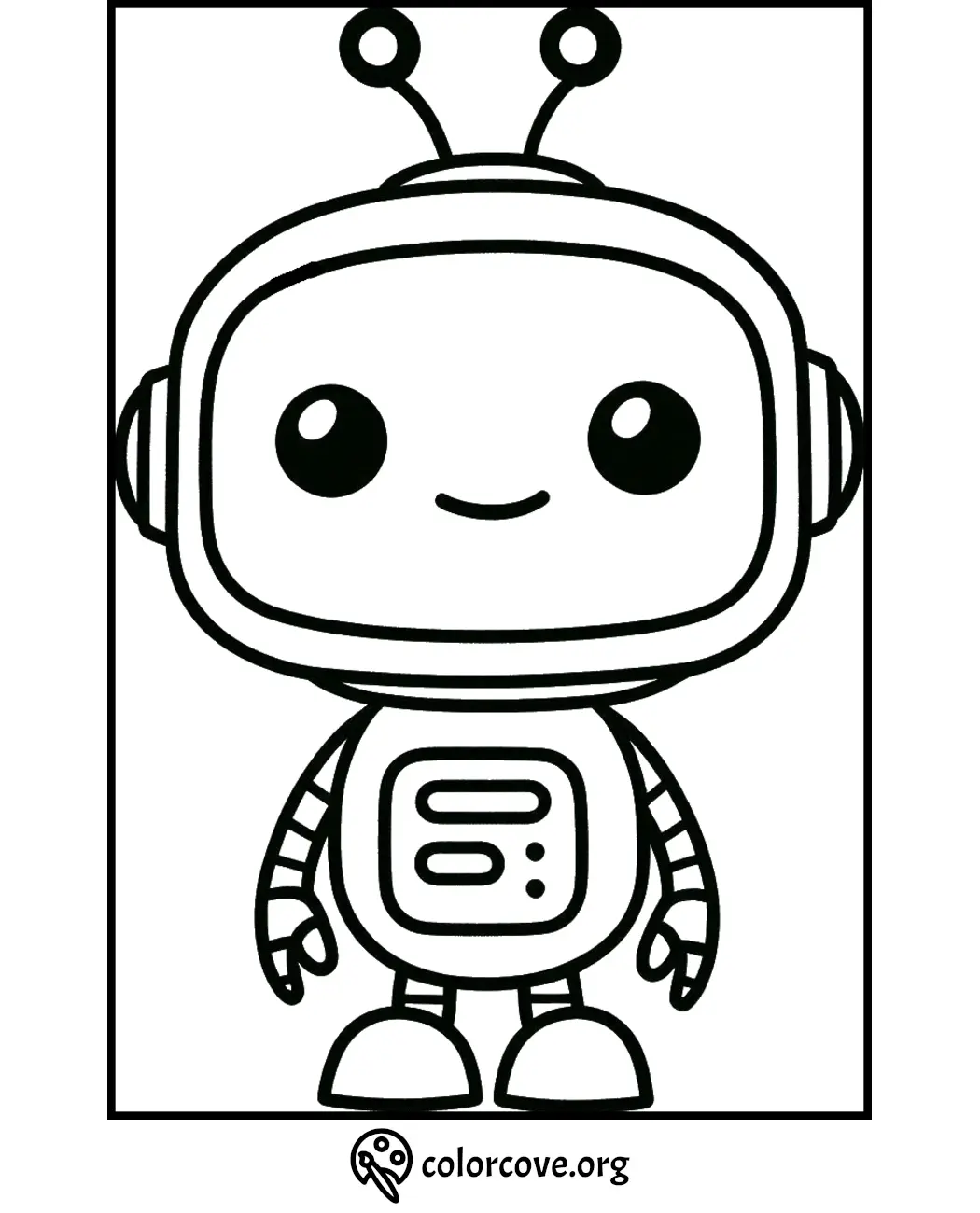 Printable cute robot coloring page for kids' activity and creativity | Colorcove.org free coloring sheets