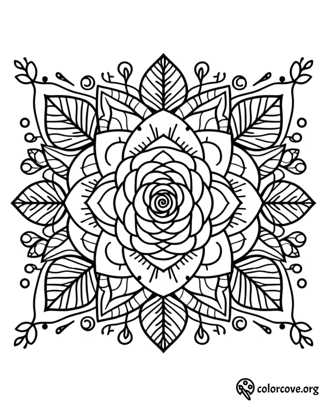 a black and white drawing of a flower