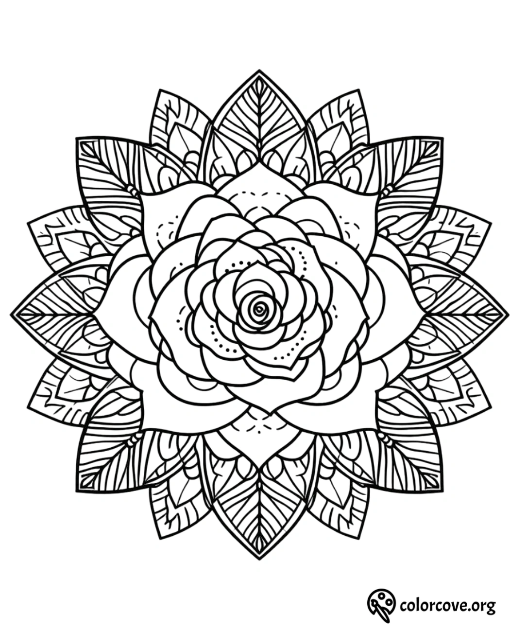 a black and white drawing of a flower