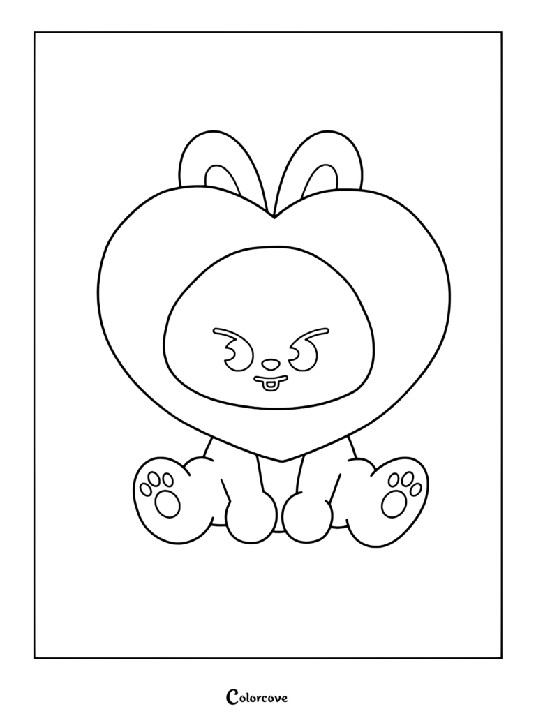 Page de coloriage à imprimer de Leebit, le lapin officiel de SKZOO représentant Lee Know de Stray Kids.
