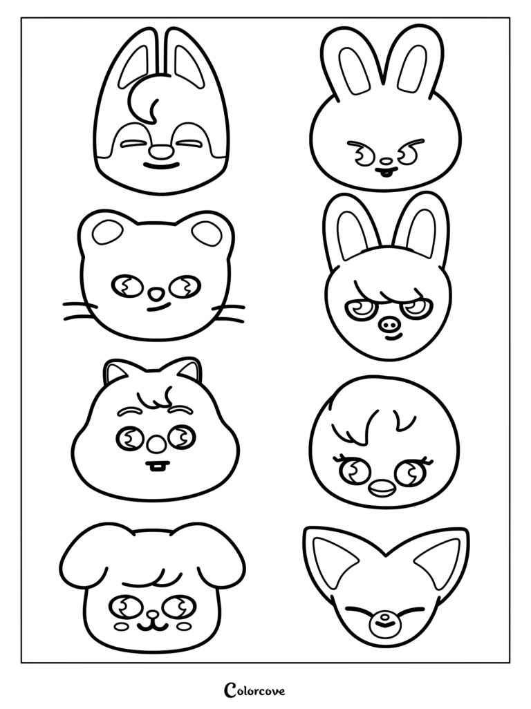 The cartoon mascot characters represent each member of Stray Kids.