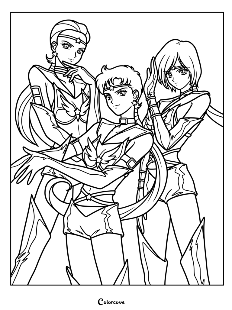 Dibujo para colorear de las Sailor Starlights de la serie Sailor Moon